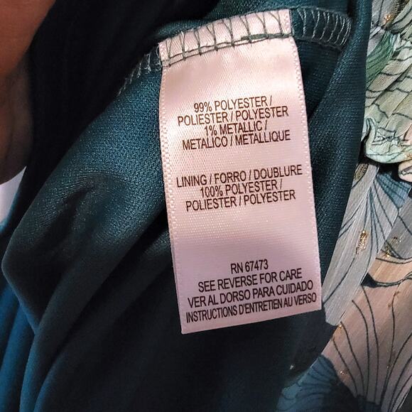 Taylor Metallic Floral Printed Smocked-Waist Midi Dress Size 10 - Picture 9 of 10